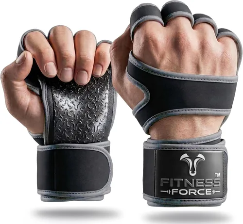 Miniatura 12 de FITNESS FORCE Ventilated Weight Lifting Workout Gloves for Men & Women Gym Gloves for Men & Women with Built-in Wrist Wraps for Men, Exercise Negro