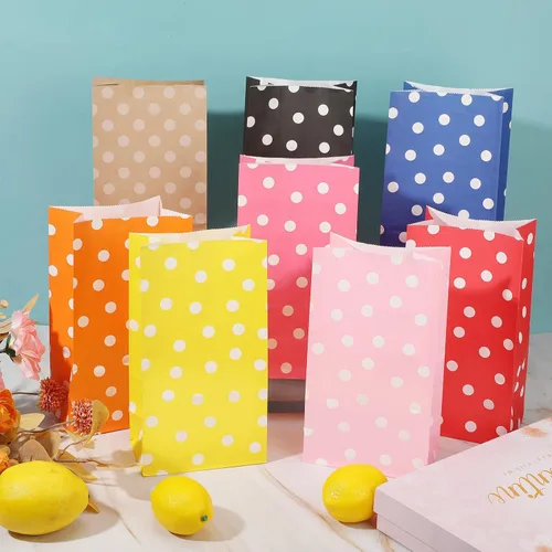 Miniatura 4 de Zhehao 120 bolsas de regalo de fiesta, bolsas de regalo, bolsas de fiesta de lunares, bolsas de papel de 12 colores, bolsas de regalo pequeñas