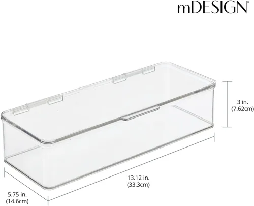 Miniatura 4 de mDesign - Caja organizadora apilable de plástico para encimera de baño, 2