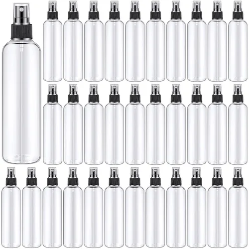 Miniatura 9 de Eccliy 32 botellas de spray de 8 onzas, botellas de limpieza de niebla fina, pulverizador de viaje de plástico vacío transparente, rociador Ámbar