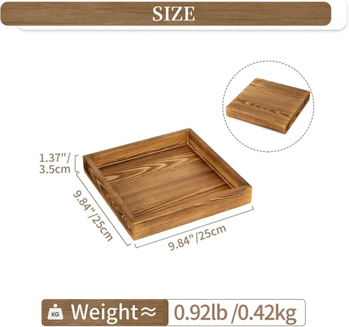 Miniatura 4 de Hanobe Bandeja otomana cuadrada de madera: pequeña bandeja cuadrada de madera soplada para casa de campo, plato de servir para mesa de café