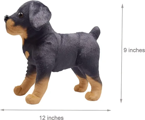 Miniatura 7 de Juguete realista de peluche para perro Rottweiler, juguete de peluche de simulación, súper realista, los perros negros actúan como verdaderos