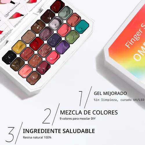 Miniatura 5 de Juego de 24 esmaltes de uñas en gel con esponja, esmalte de uñas en gel para dibujar líneas, flores, ombre, rubor y aura brillante para uñas de gel