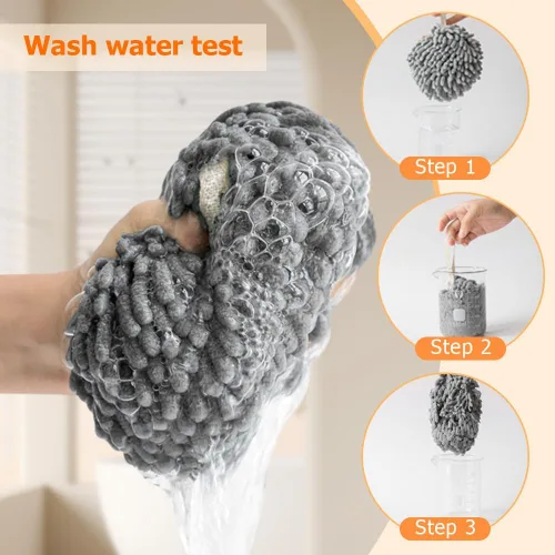 Miniatura 5 de Toalla de mano con bola mullida, absorbente para colgar en la cocina y el baño, toalla de mano de felpa de felpilla, de secado rápido, toallas