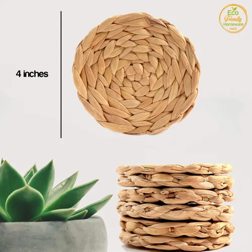 Miniatura 2 de Posavasos absorbentes de jacinto de agua para bebidas, posavasos tejidos para mesa de café, posavasos de tazas, decoración de artículos