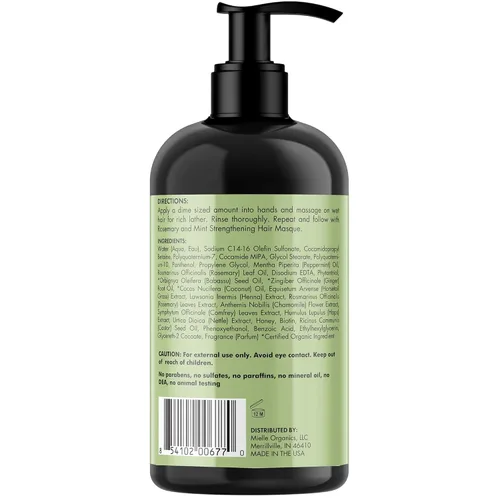 Miniatura 8 de Mielle Organics - Champú fortalecedor de romero y menta con biotina - Champú hidratante para cabello de mujeres y hombres para limpiar suavemente