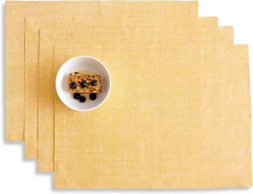 Miniatura 64 de Solino Home Athena - Juego de 4 manteles individuales cuadrados de lino natural claro de 14 x 14 pulgadas, manteles individuales 100 % lino puro