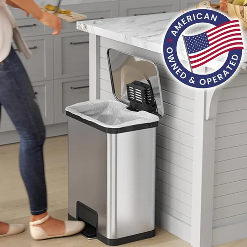 Miniatura 2 de iTouchless Airstep - Cubo de basura con pedal de 13 galones con sistema de control de olores, basurero de acero inoxidable de grado comercial