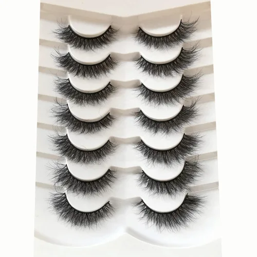 Miniatura 529 de Pooplunch - Pestañas postizas finas de visón sintético, estilo ojo de gato, naturales, cruzadas, tipo racimo, efecto 8D de volumen, tiras