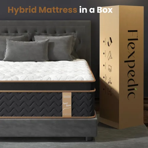Miniatura 7 de Colchón Twin de 10 pulgadas, cama híbrida refrescante en una caja, resortes de bolsillo individuales, aislamiento de movimiento, soporte dirigido