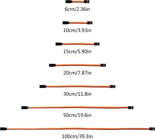 Miniatura 8 de Cable de extensión servo de 28 piezas, 7 tamaños, cable de extensión servo de 3 pines, cable de cable macho a hembra, conector de cable de cable