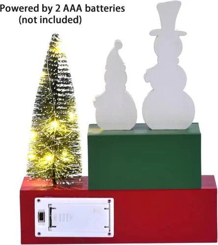 Miniatura 3 de Decoración de Navidad Feliz para interiores, letrero de mesa de muñeco de nieve de madera de Navidad, decoración de árbol de Navidad iluminada