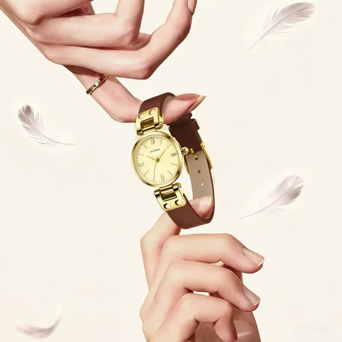 Miniatura 2 de NN BEN NEVIS Relojes para mujer elegante clásico pequeño reloj de cuero dorado Easy Reader Relojes de pulsera para mujer