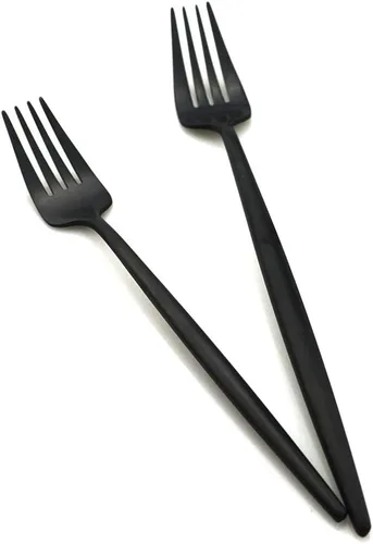 Miniatura 4 de Juego de cubiertos de 5 piezas, color negro mate, juegos de cubiertos de acero inoxidable 18/10, incluye cuchara tenedor y cuchillo con cuchara