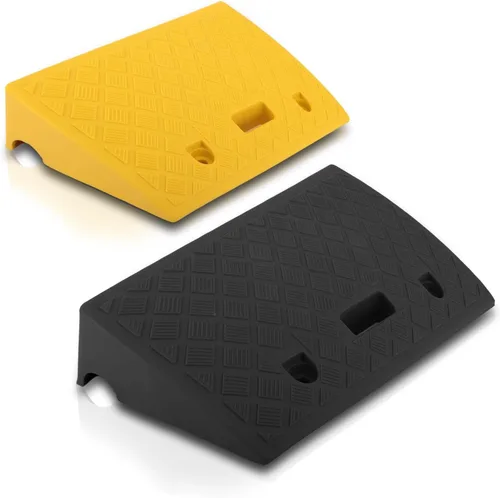 Pyle Rampas de plástico ligeras y portátiles – Juego de 2 rampas de umbral de plástico resistente para calzada, muelle de carga, acera, automóvil,