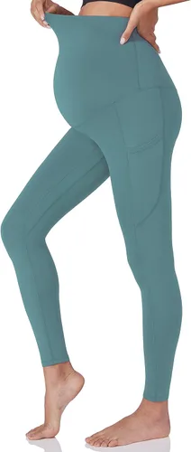 Miniatura 2 de POSHDIVAH Leggings de entrenamiento de maternidad para mujer sobre el vientre, pantalones de yoga con bolsillos, ropa deportiva suave, pantalones