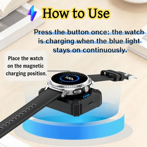 Miniatura 2 de lepmok Cargador inalámbrico para Samsung Galaxy Watch 8/8 Classic/7/6/6 Classic/5/4/4 Classic/Ultra/FE/Active 1/2, base de carga rápida portátil