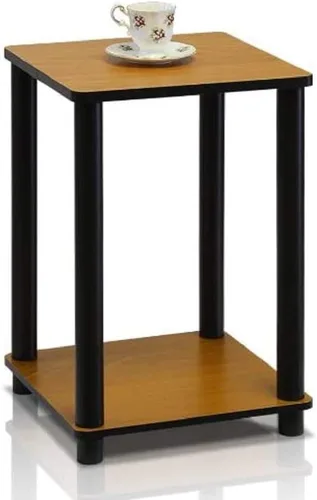 Miniatura 5 de Furinno Estantería básica de almacenamiento de 3 niveles, color cereza claro y mesa auxiliar Turn-N-Tubo, 1 paquete, cereza claro/negro