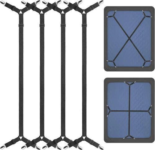 ZHOUBIN Correas de soporte de sábanas, correas elásticas ajustables entrecruzadas, correas de sujeción para todas las sábanas, fundas de colchón (2