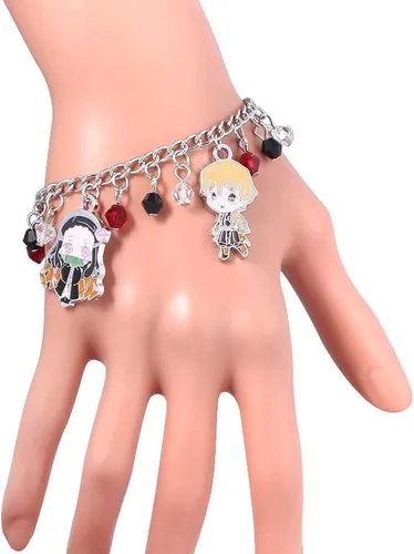 Miniatura 4 de SONGCHANGJEWELRY Pulsera con dije de figura de anime de Tanjiro - Pulsera de figura de Nezuko Zenitsu Inosuke de Tanjiro - Regalos para niñas y niños
