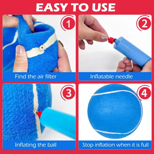 Miniatura 6 de EXPAWLORER Pelotas de tenis gigantes para perros – 2 pelotas interactivas de 9.5 pulgadas para entrenamiento en interiores y exteriores, juguetes