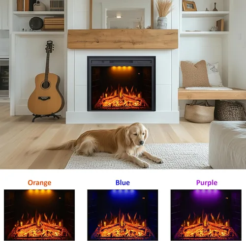 Miniatura 4 de Valuxhome Chimenea eléctrica, inserto de chimenea eléctrica de 25 pulgadas, calentador de chimenea navideño con protección contra