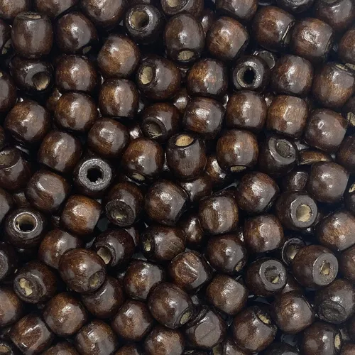Miniatura 4 de 500 cuentas negras de madera de agujero grande para manualidades y macramé de 0.472 in x 0.433 in, cuentas de pelo con agujero grande de 0.157 in