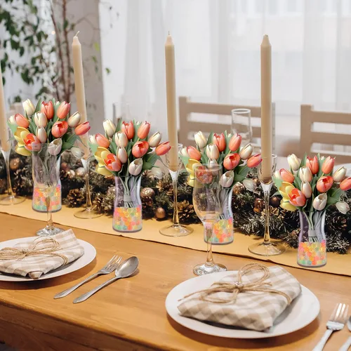 Miniatura 9 de Jarrón de cristal iridiscente de 8 pulgadas, centro de mesa de estilo bohemio moderno para flores, decoración del hogar, boda, inauguración