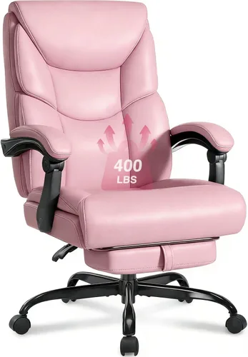 Miniatura 11 de WAILOR Silla de Oficina de 400 libras con Reposapiés, Silla de Oficina Reclinable Grande y Alta con Soporte Lumbar y Cojín de Resorte, Silla de Negro