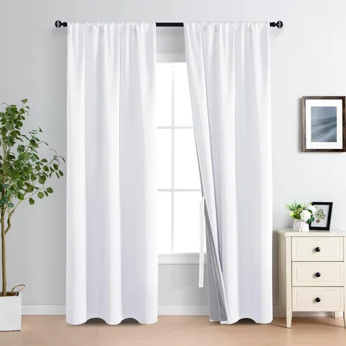 Miniatura 16 de XWZO Cortinas Opacas 100% Blancas - Cortinas de Bloqueo Total de Calor y Luz con Forro Negro para Dormitorio/Cuarto de Lavado, Paneles de Ventana