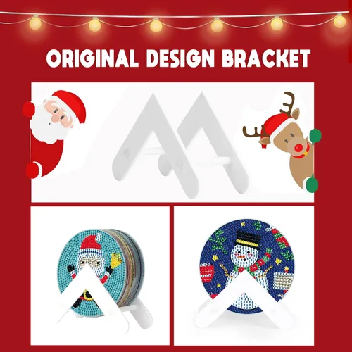 Miniatura 3 de MVVMTOP 6 posavasos de pintura de diamantes con soporte dimensional, posavasos de Navidad, kits de arte de diamantes antideslizantes