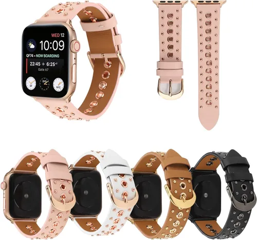 Miniatura 7 de Correas de cuero compatibles con Apple Watch de 1.575 in 1.732 in Series SE 6 5 4 1.496 in 1.654 in Series 3 2 1, correa deportiva de repuesto