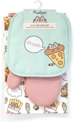 Miniatura 5 de Pusheen The Cat - Juego de cocina de 3 piezas, soporte para ollas, manopla de horno y toalla