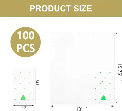 Miniatura 3 de WDF Paquete de 100 Servilletas Navideñas Verdes Desechables - Servilletas de Papel de Árbol de Navidad de 3 Capas, Servilletas Navideñas Verdes