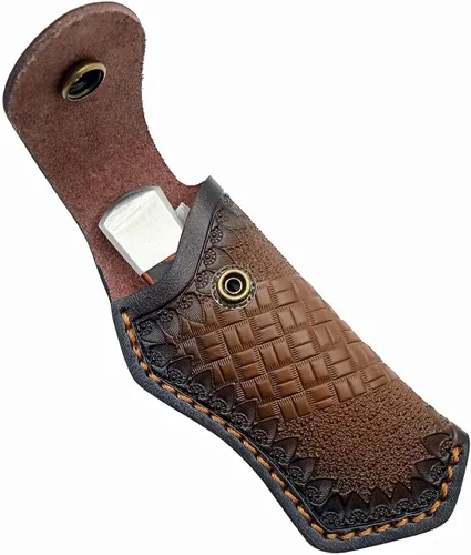 Miniatura 3 de Funda plegable de cuero de 5 pulgadas para cuchillos Buck 110, funda para cuchillos, fundas para cuchillos (marrón oscuro)