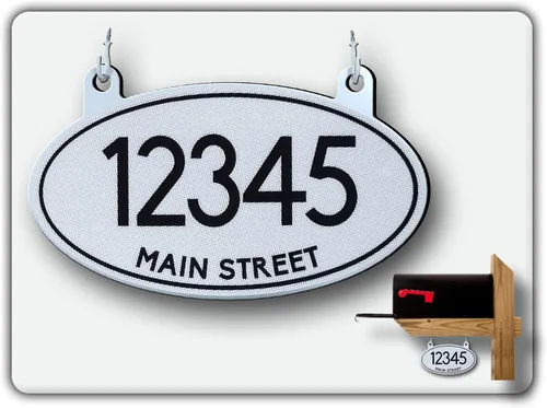 Miniatura 25 de Curb N Sign Placas de Números Colgantes para Buzón - Hechas de Material Compuesto de Aluminio - Súper Reflectantes, Opciones de Doble Cara Números