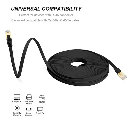 Miniatura 7 de Ercielook Cable Ethernet CAT8 de alta velocidad de 150 pies, cable de Internet plano blindado con clips, resistente a la intemperie S/FTP resistente