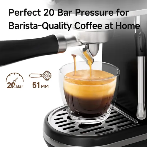 Miniatura 3 de HIBREW H10B - Cafetera de Espresso de 51mm - Temperatura y Volumen de Taza Ajustable a voluntad - Con Pantalla Inteligente y Medidor de Presión