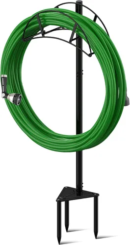 Miniatura 8 de Meykwod Soporte para manguera de jardín independiente, organizador de manguera resistente para patio exterior, resistente para sostener 150 pies