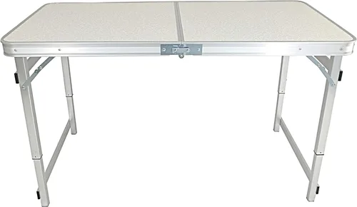 FixtureDisplays® Mesa plegable de aluminio de 4 pies (48 pulgadas), altura ajustable de 24 a 28 pulgadas, mesa de campamento portátil ligera para