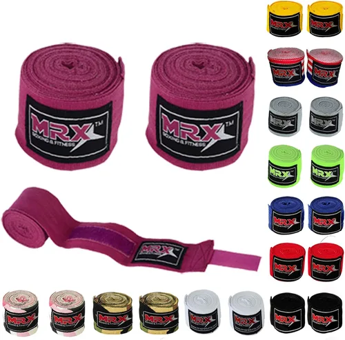 Miniatura 12 de MRX BOXING & FITNESS Boxing Hand Wraps Semi-Elalstic Multi Colors Great for MMA Boxing Muay Thai Kick Boxing Training 118, 160, 180 Length