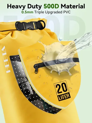 Miniatura 4 de HEETA - Bolsa impermeable con bolsillo frontal con cremallera para mujeres y hombres, 5 L/10 L/20 L/30 L/40 L, mochila de almacenamiento seca