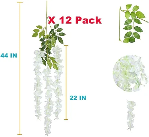 Miniatura 2 de Paquete de 12 guirnaldas de vides de flores de glicina, cuerdas de flores artificiales de 3.75 pies, flores colgantes falsas, flores de guirnalda
