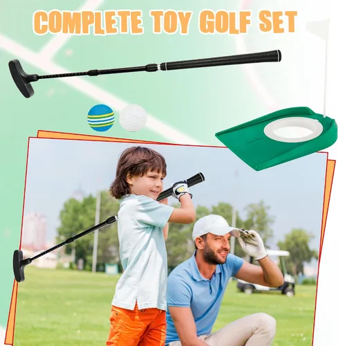 Miniatura 5 de Juego de 2 palos de golf ajustables para niños, adolescentes, diestros o zurdos, de dos vías, para hombres y mujeres, 4 pelotas de entrenamiento