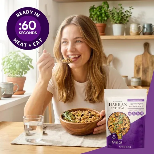 Miniatura 8 de Harran Natural Bulgur Pilaf de grano entero, alto en proteínas, berenjena, tomillo y grosella negra, comida saludable lista para comer, sin OMG, sin