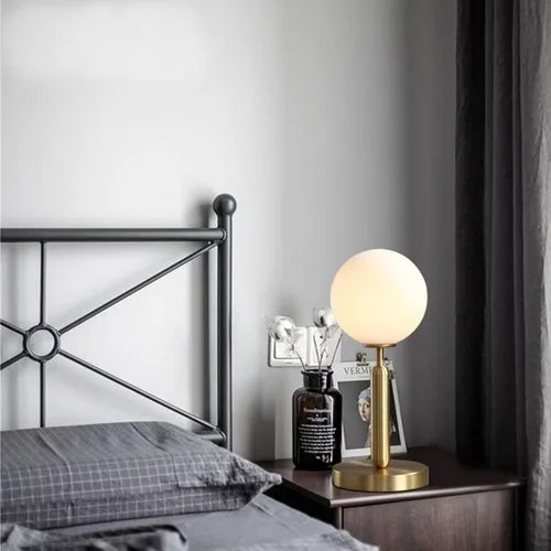 Miniatura 5 de KCO Lighting - Lámpara de mesa dorada de metal moderno de mediados de siglo con globo mate para mesita de noche, lámpara de pie de interior dorada