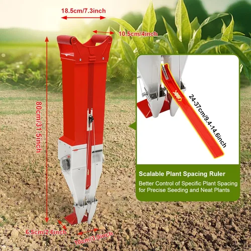 Miniatura 7 de Herramienta manual manual de sembradora de maní de maíz, aplicador de fertilizante de semillas ajustable, sembrador de semillas, sembrador