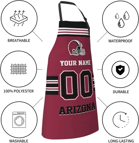 Miniatura 6 de Delantales personalizados del estilo del fútbol, delantal personalizado de la cocina del nombre y del número, delantales impermeables modificados