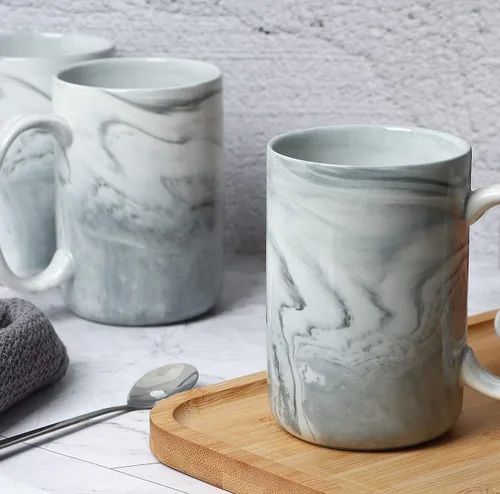 Miniatura 7 de M068 - Tazas de café de mármol de 14 onzas, novedosas tazas de cerámica de mármol para el hogar y la oficina, aptas para microondas y lavavajillas