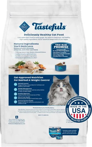 Miniatura 2 de Blue Buffalo Tastefuls Alimento seco para gatos adultos para control de peso y control de bolas de pelo, fabricado en los Estados Unidos